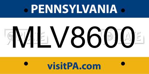 MLV8600 Pennsylvania License Plate