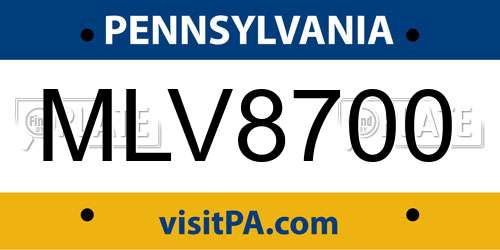 MLV8700 Pennsylvania License Plate