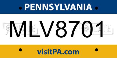 MLV8701 Pennsylvania License Plate