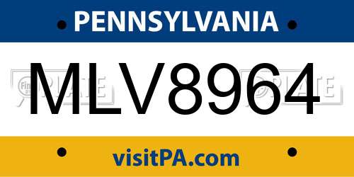 MLV8964 Pennsylvania License Plate