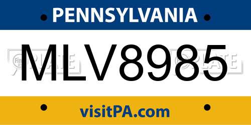 MLV8985 Pennsylvania License Plate