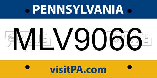 MLV9066 Pennsylvania License Plate