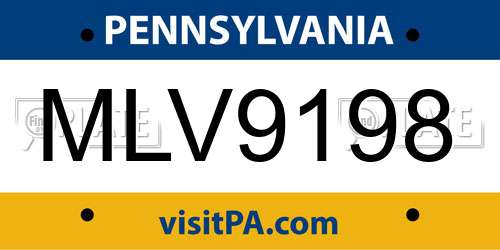 MLV9198 Pennsylvania License Plate