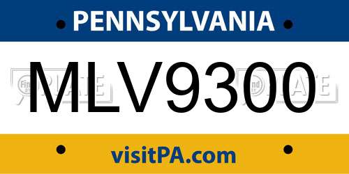 MLV9300 Pennsylvania License Plate