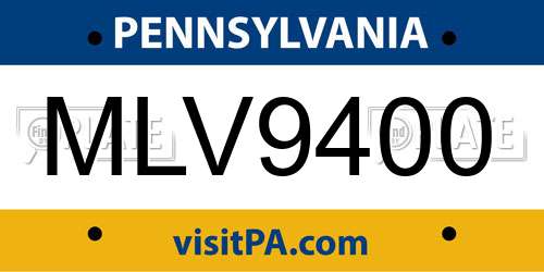 MLV9400 Pennsylvania License Plate