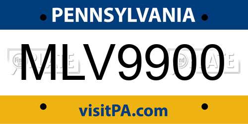 MLV9900 Pennsylvania License Plate