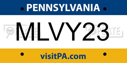 MLVY23 Pennsylvania License Plate