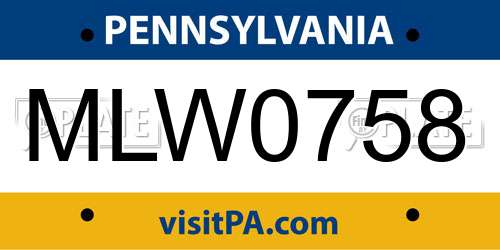 MLW0758 Pennsylvania License Plate