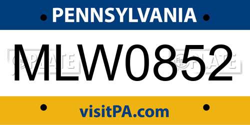 MLW0852 Pennsylvania License Plate