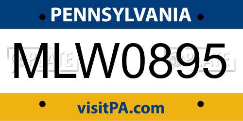 MLW0895 Pennsylvania License Plate