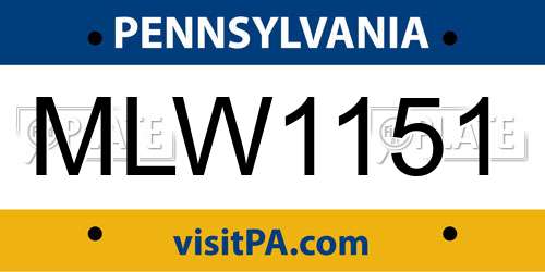 MLW1151 Pennsylvania License Plate
