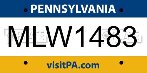 MLW1483 Pennsylvania License Plate