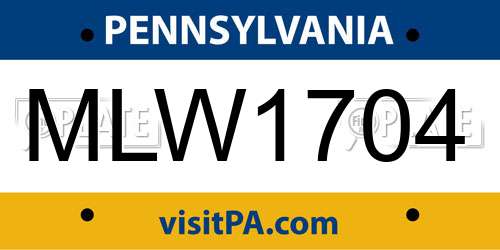 MLW1704 Pennsylvania License Plate