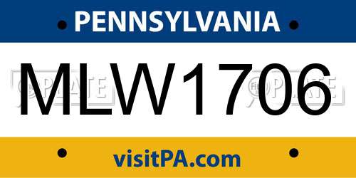 MLW1706 Pennsylvania License Plate