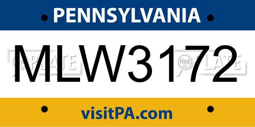 MLW3172 Pennsylvania License Plate