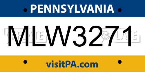 MLW3271 Pennsylvania License Plate