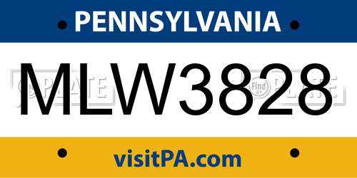 MLW3828 Pennsylvania License Plate