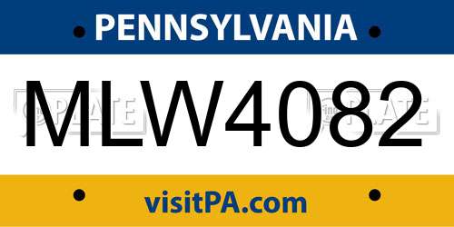 MLW4082 Pennsylvania License Plate
