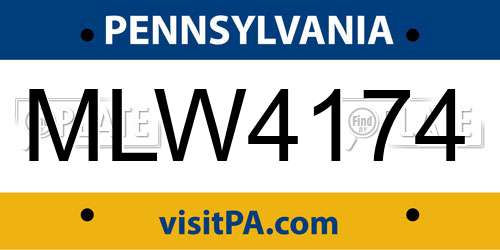 MLW4174 Pennsylvania License Plate