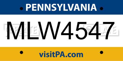MLW4547 Pennsylvania License Plate