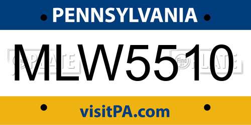 MLW5510 Pennsylvania License Plate