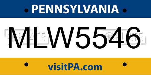 MLW5546 Pennsylvania License Plate
