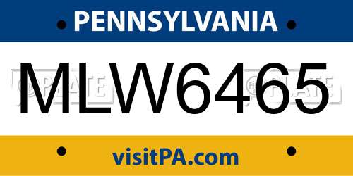 MLW6465 Pennsylvania License Plate