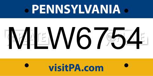 MLW6754 Pennsylvania License Plate