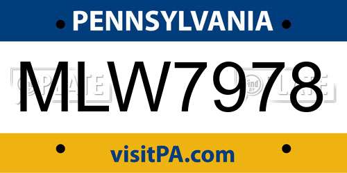 MLW7978 Pennsylvania License Plate