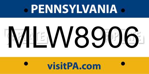 MLW8906 Pennsylvania License Plate