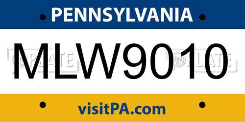 MLW9010 Pennsylvania License Plate