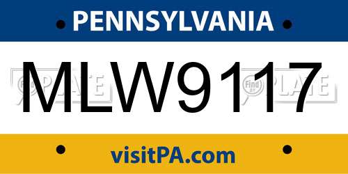 MLW9117 Pennsylvania License Plate