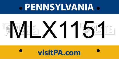 MLX1151 Pennsylvania License Plate