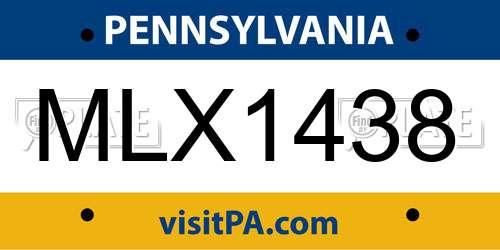 MLX1438 Pennsylvania License Plate