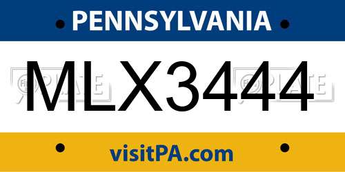 MLX3444 Pennsylvania License Plate