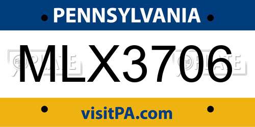 MLX3706 Pennsylvania License Plate