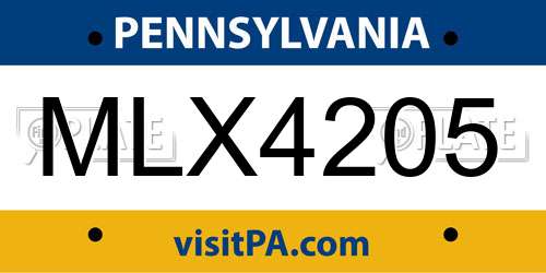 MLX4205 Pennsylvania License Plate