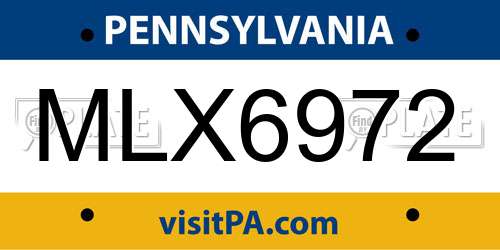 MLX6972 Pennsylvania License Plate