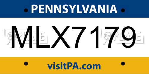 MLX7179 Pennsylvania License Plate