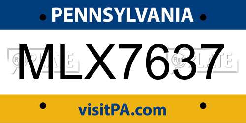 MLX7637 Pennsylvania License Plate