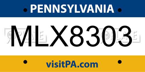 MLX8303 Pennsylvania License Plate