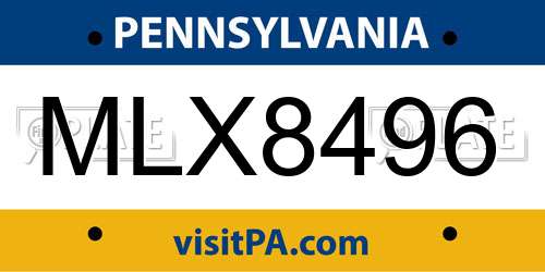 MLX8496 Pennsylvania License Plate