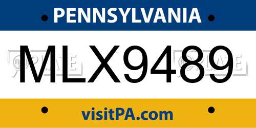 MLX9489 Pennsylvania License Plate