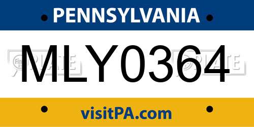 MLY0364 Pennsylvania License Plate
