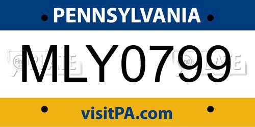 MLY0799 Pennsylvania License Plate