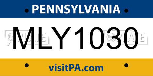 MLY1030 Pennsylvania License Plate