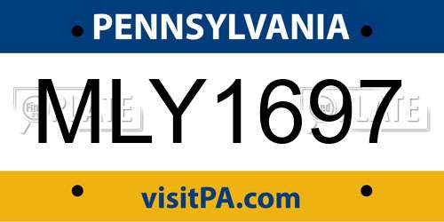 MLY1697 Pennsylvania License Plate