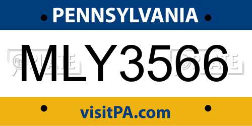 MLY3566 Pennsylvania License Plate