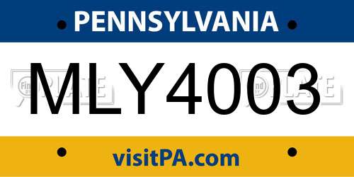 MLY4003 Pennsylvania License Plate