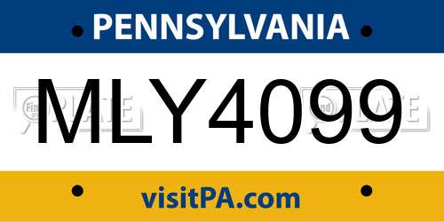 MLY4099 Pennsylvania License Plate